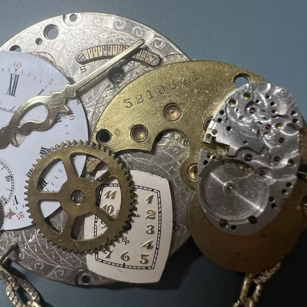Vintage Steampunk Watch Movement Brooch Pin Handcrafted Altered Art Signed Shirl